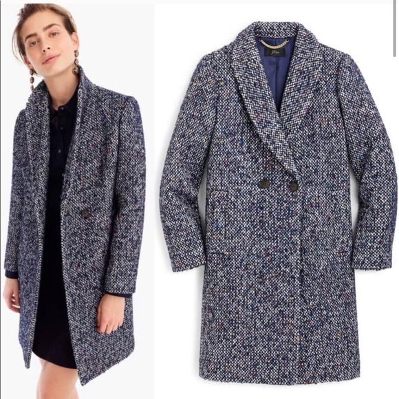 J. Crew Jackets & Blazers - J. CREW daphne Italian tweed topcoat in navy